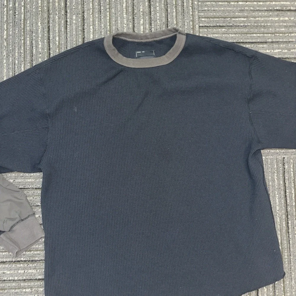 meanswhile Solotex Waffle Long Sleeve T-Shirt Size: 03 Navy Men - Picture 2 of 4